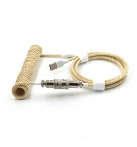 Double sleeve mechanical keyboard coiled cable usb c gx16 aviator connector cable